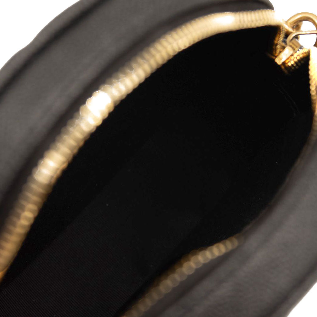NEW SAINT LAURENT Grain De Poudre Matelasse Chevron Quilted Round Vinyle Camera Bag Black