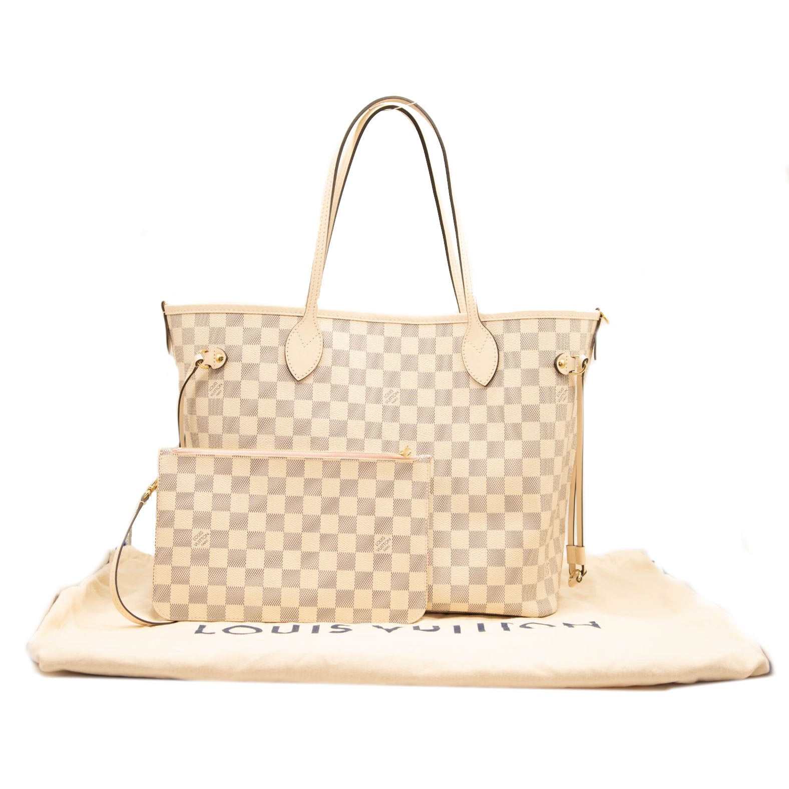 LOUIS VUITTON Braided Damier Azur Neverfull MM Rose Ballerine