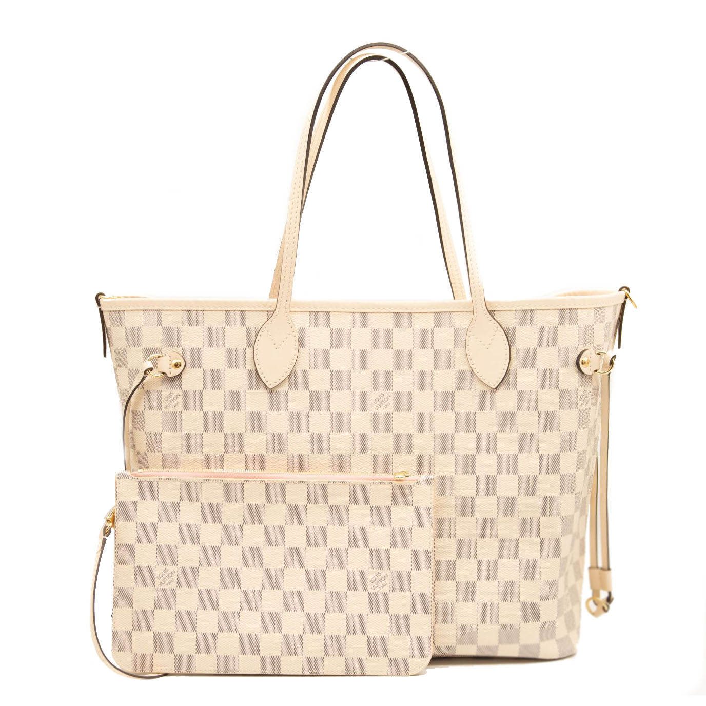 LOUIS VUITTON Braided Damier Azur Neverfull MM Rose Ballerine