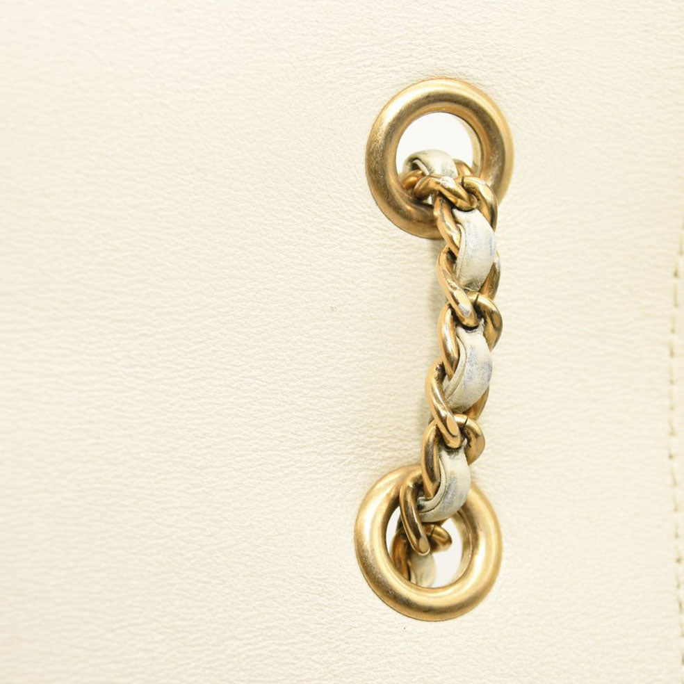CHANEL Lambskin Chevron Quilted Envelope Flap White