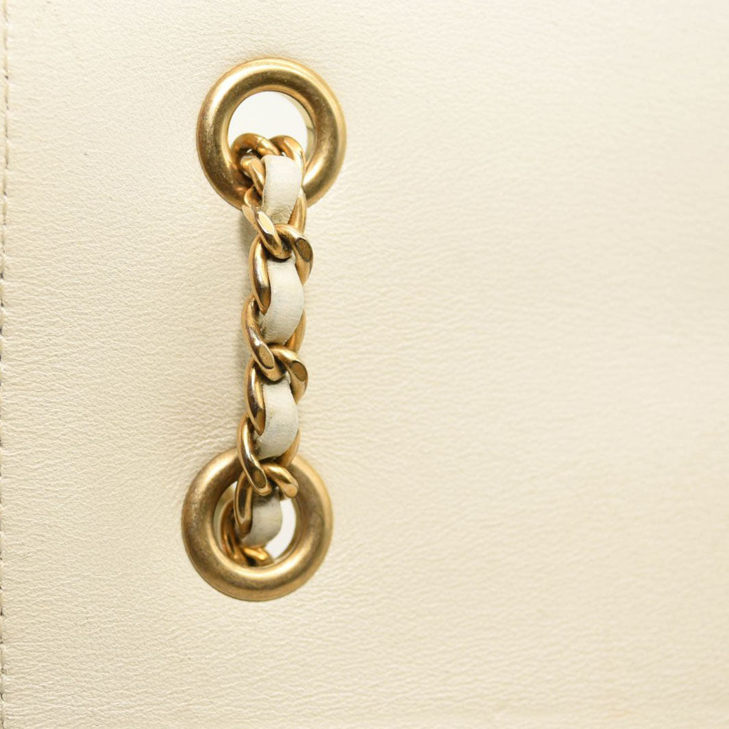 CHANEL Lambskin Chevron Quilted Envelope Flap White