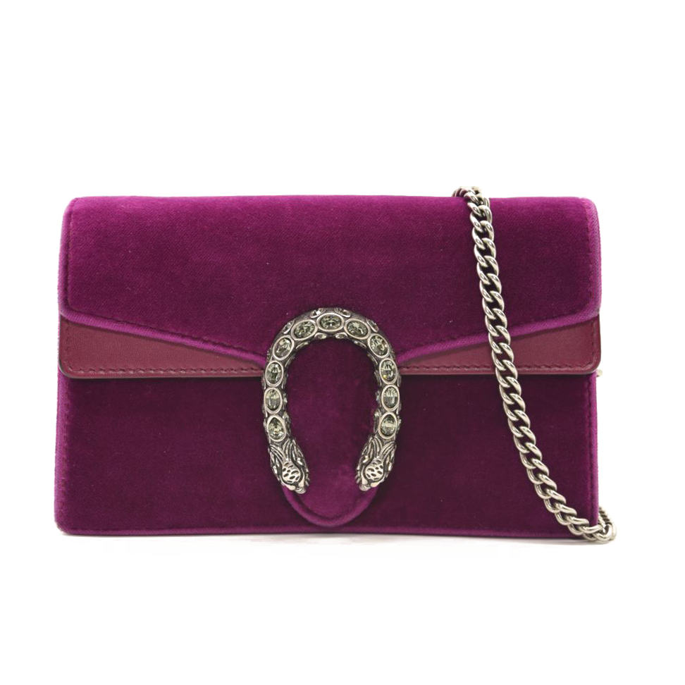 Gucci Velvet Super Mini Dionysus Shoulder Bag Fuchsia Violet Cyclamen