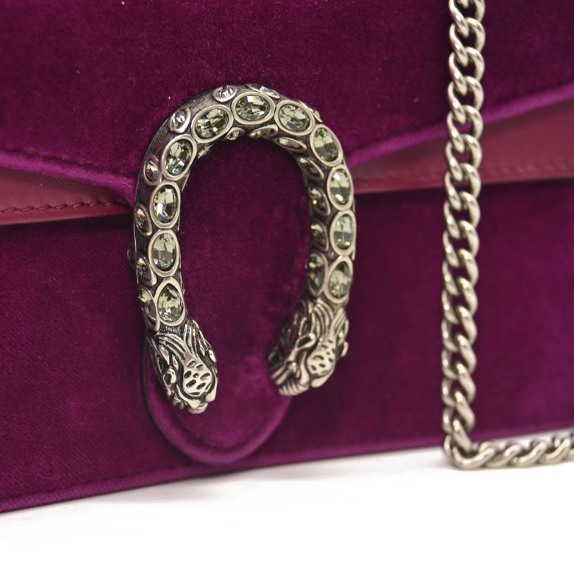 Gucci Velvet Super Mini Dionysus Shoulder Bag Fuchsia Violet Cyclamen