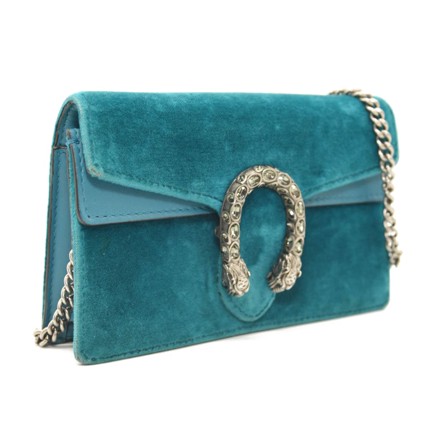 Gucci Velvet Super Mini Dionysus Shoulder Bag Teal Velvet
