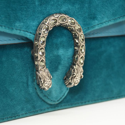 Gucci Velvet Super Mini Dionysus Shoulder Bag Teal Velvet