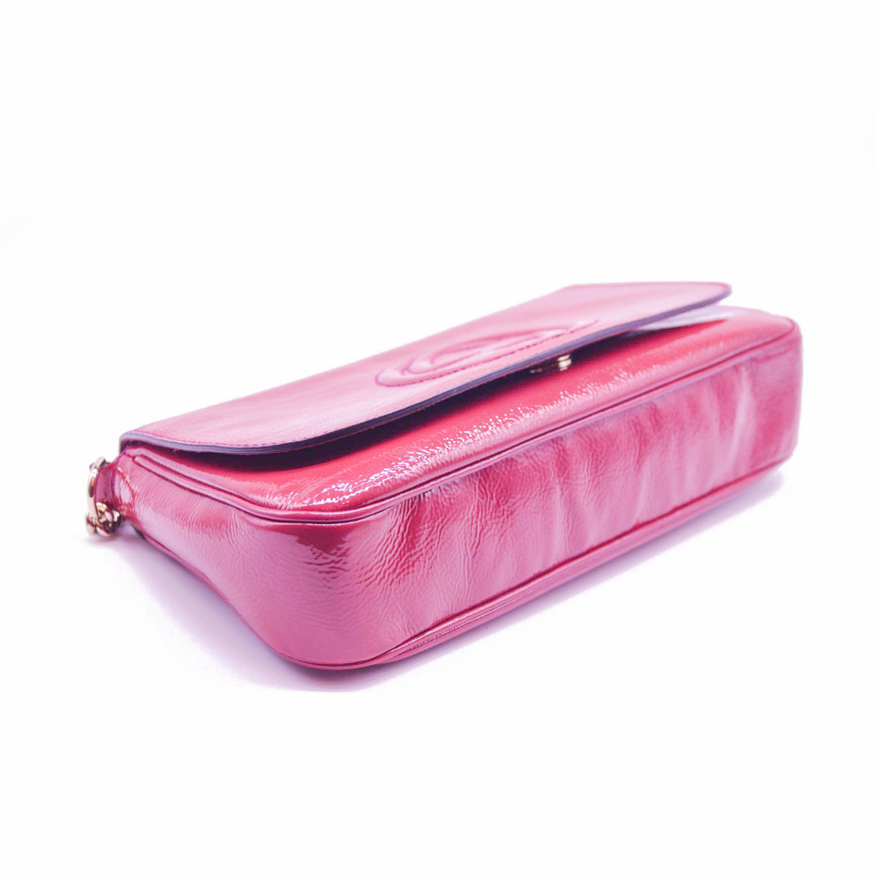 Gucci Patent Medium Soho Flap Crossbody Bright Bougainvillea
