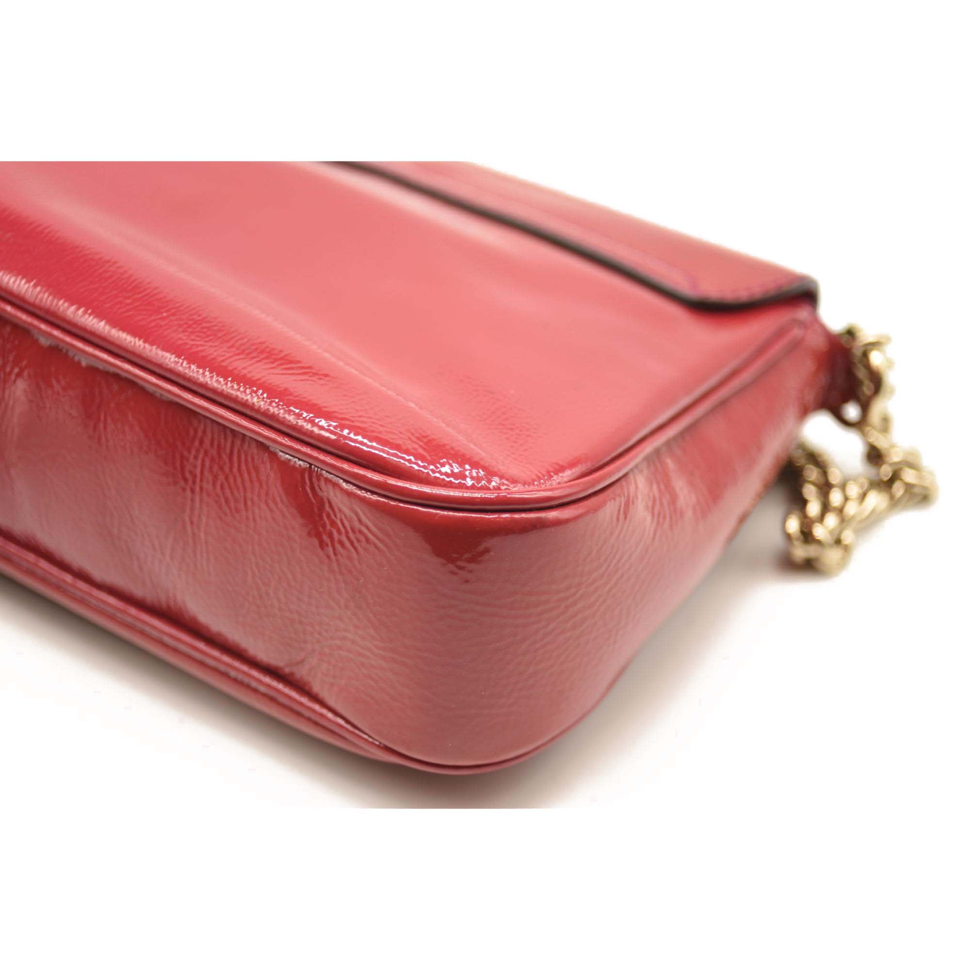 Gucci Patent Medium Soho Flap Crossbody Bright Bougainvillea
