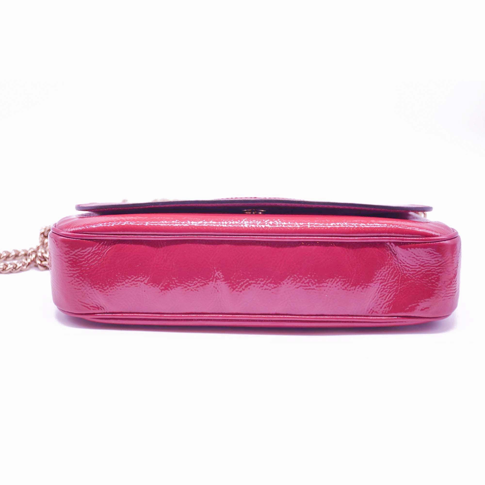Gucci Patent Medium Soho Flap Crossbody Bright Bougainvillea