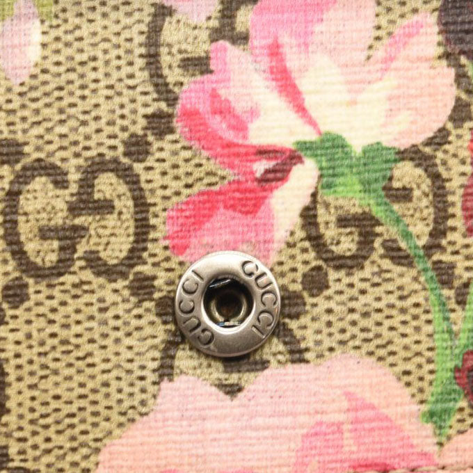 GUCCI Small GG Supreme Padlock Blooms floral monogram silver chain