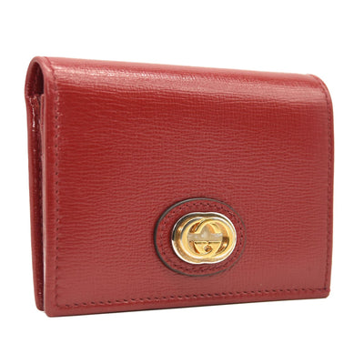 GUCCI Red Gg Tri-fold Wallet Interlocking G