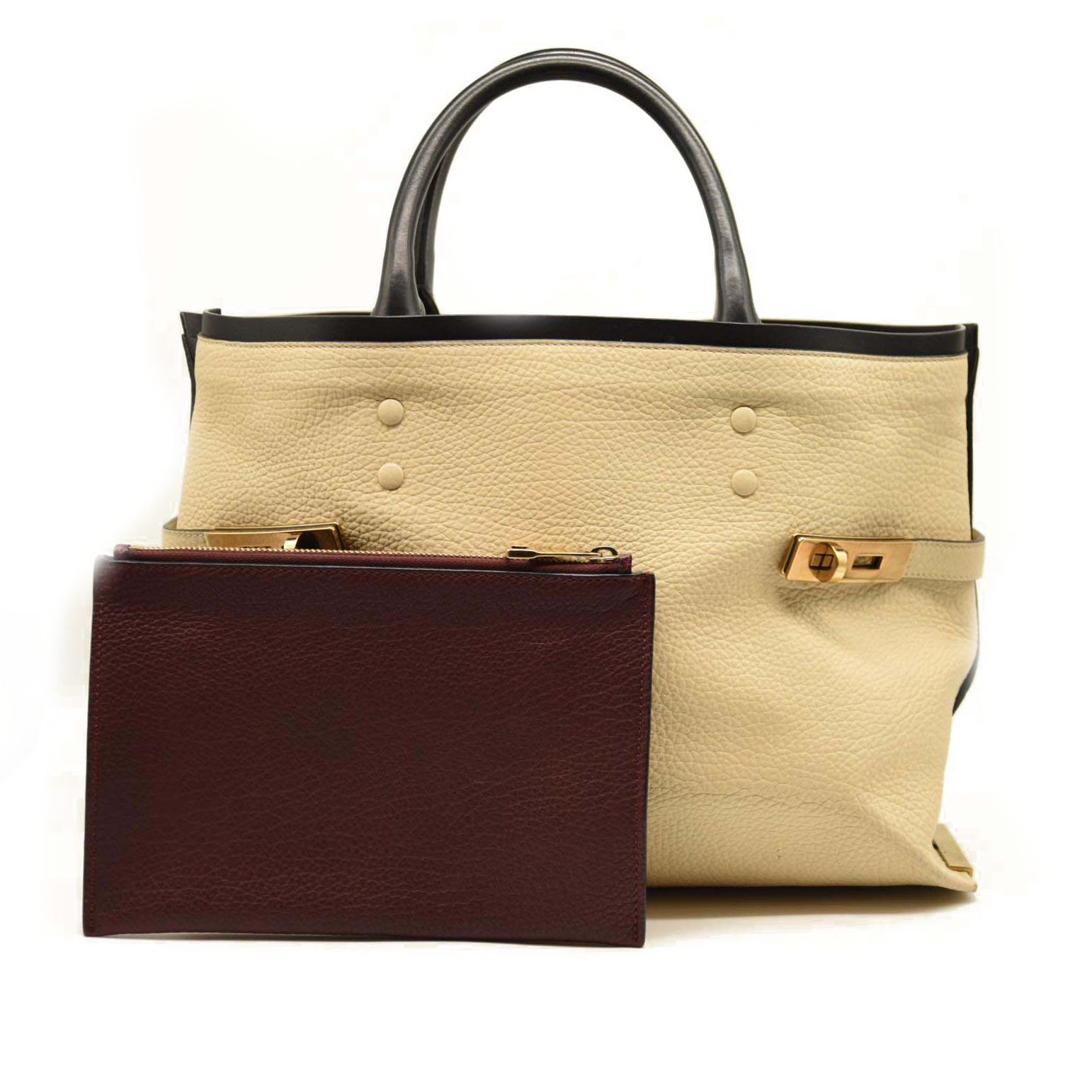 Chloe Grained Charlotte Medium Leather Tote Cream White