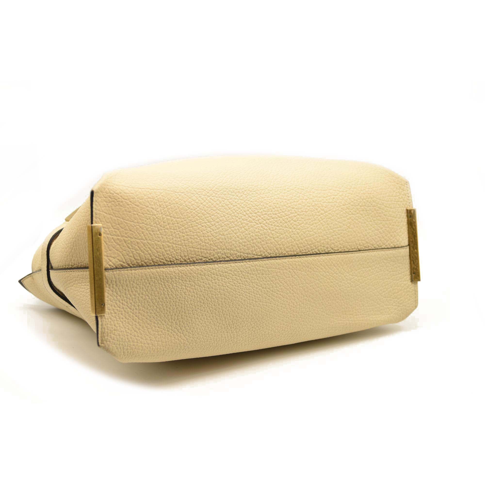 Chloe Grained Charlotte Medium Leather Tote Cream White