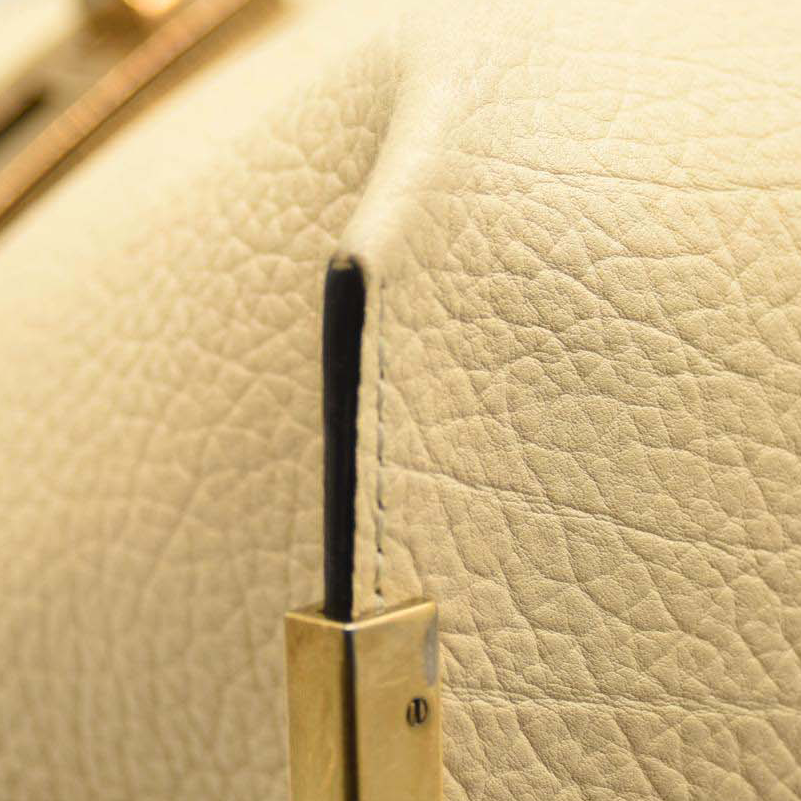 Chloe Grained Charlotte Medium Leather Tote Cream White