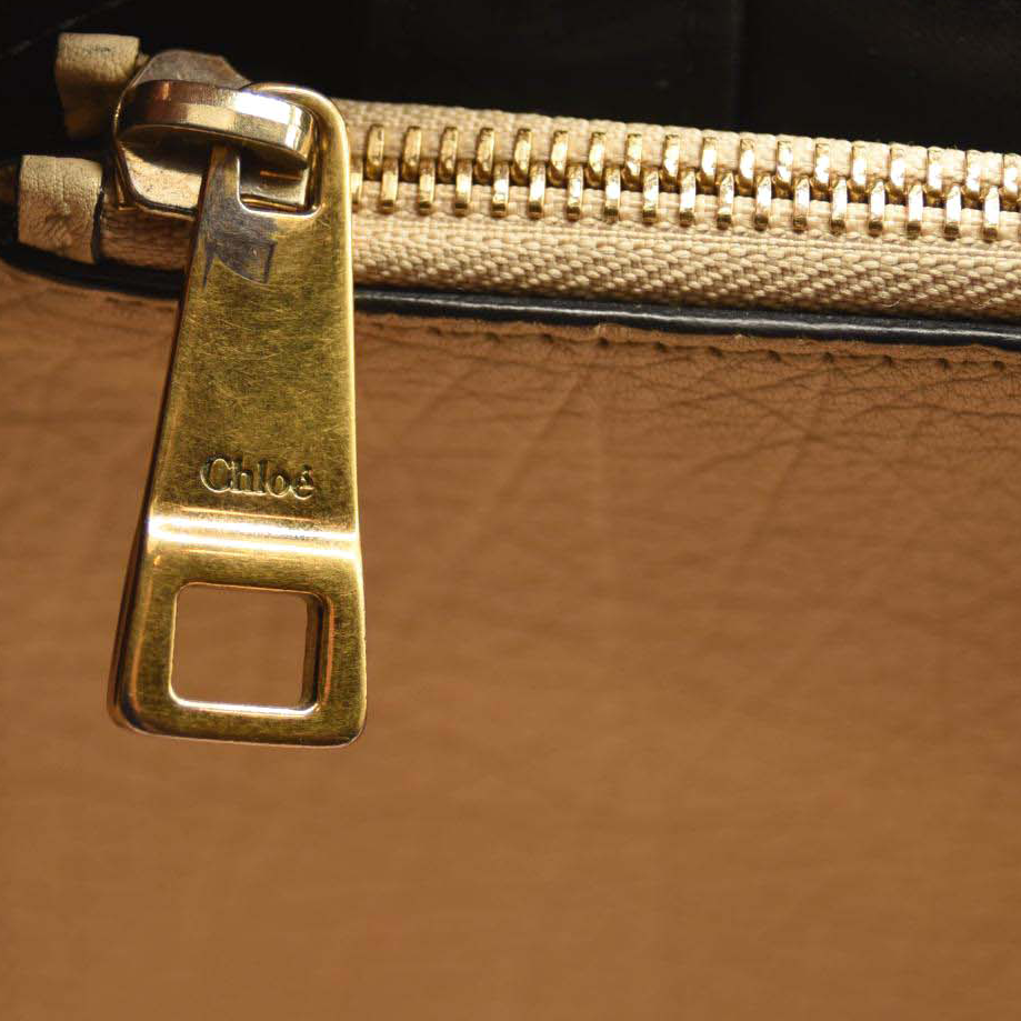 Chloe Grained Charlotte Medium Leather Tote Cream White