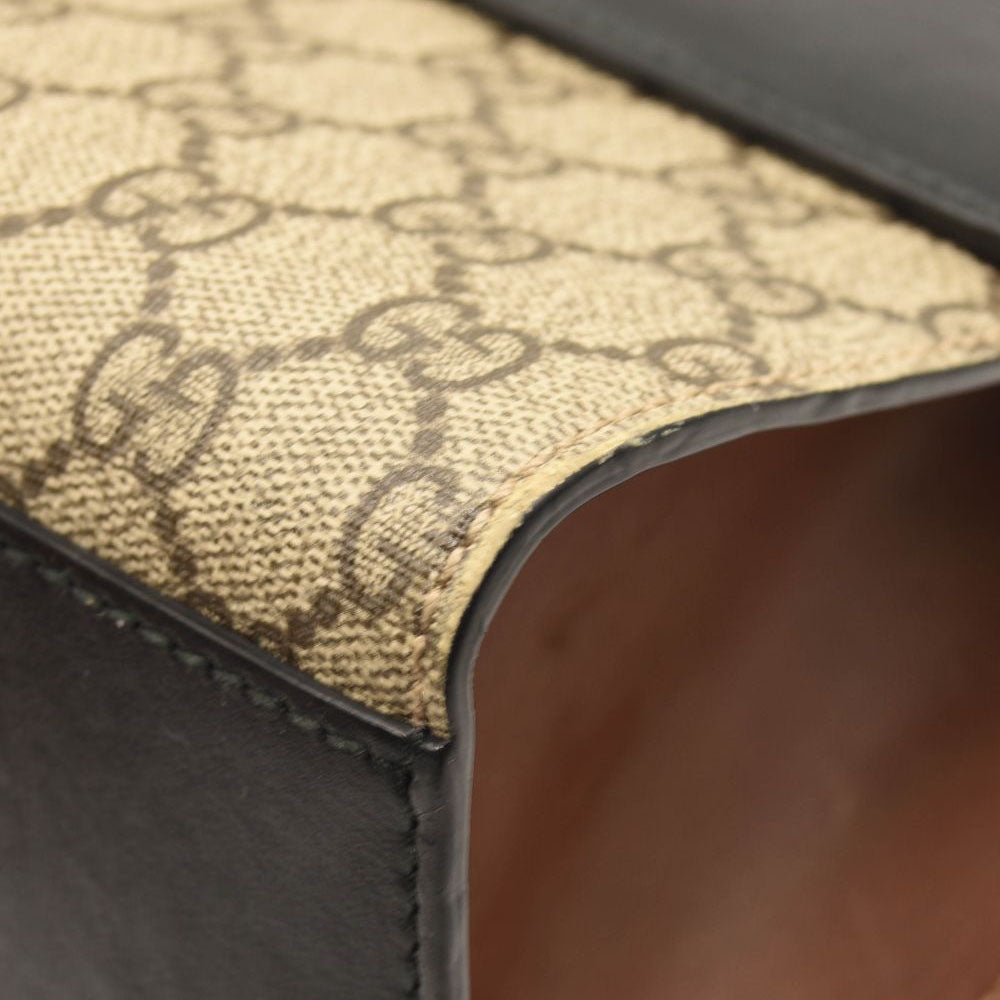$1980 GUCCI GG Supreme Monogram Calfskin Medium Padlock Shoulder Bag Beige Black Cuir