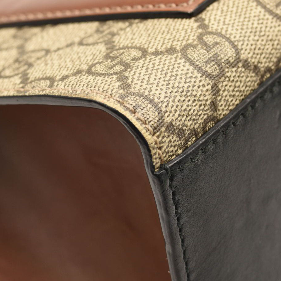 $1980 GUCCI GG Supreme Monogram Calfskin Medium Padlock Shoulder Bag Beige Black Cuir