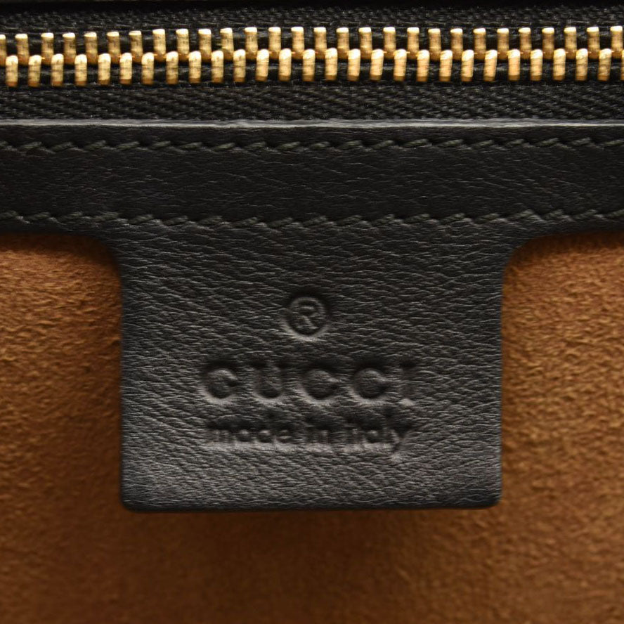 $1980 GUCCI GG Supreme Monogram Calfskin Medium Padlock Shoulder Bag Beige Black Cuir