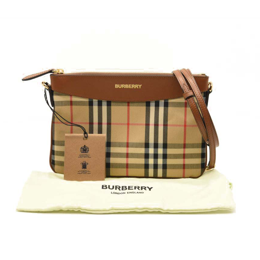 NEW Burberry Horseferry Check Leather Clutch Crossbody