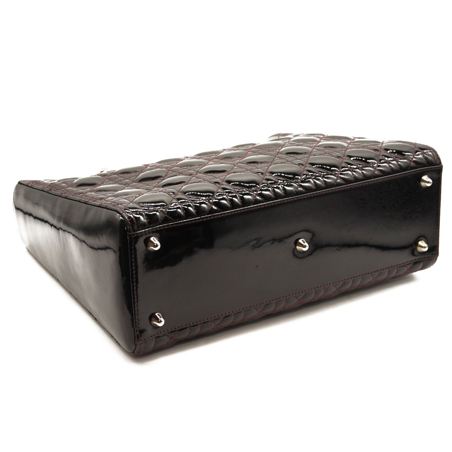 CHRISTIAN DIOR Patent Cannage Large Lady Dior Black