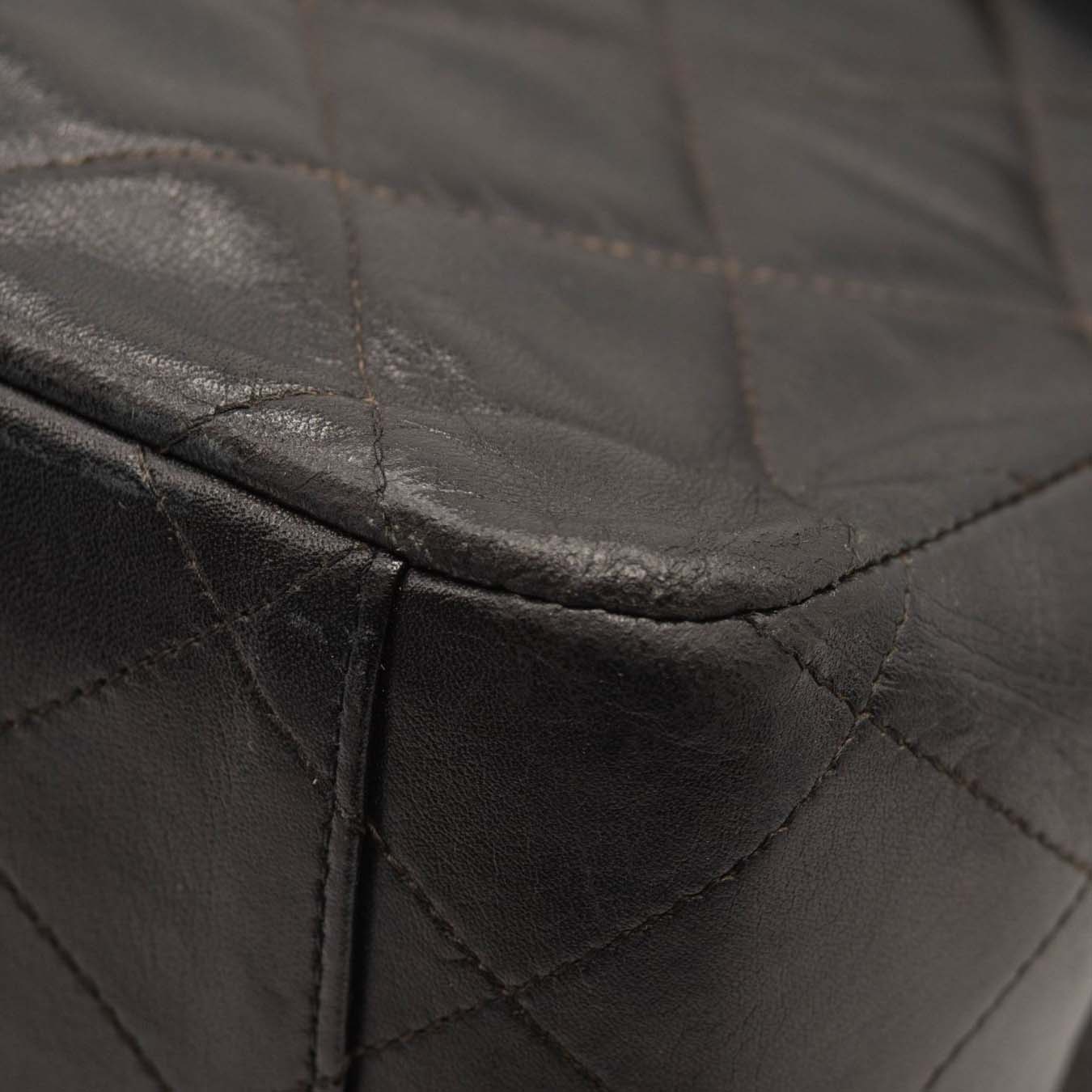 Chanel Lambskin Quilted XL Jumbo Single Flap Black Shoulder Bag