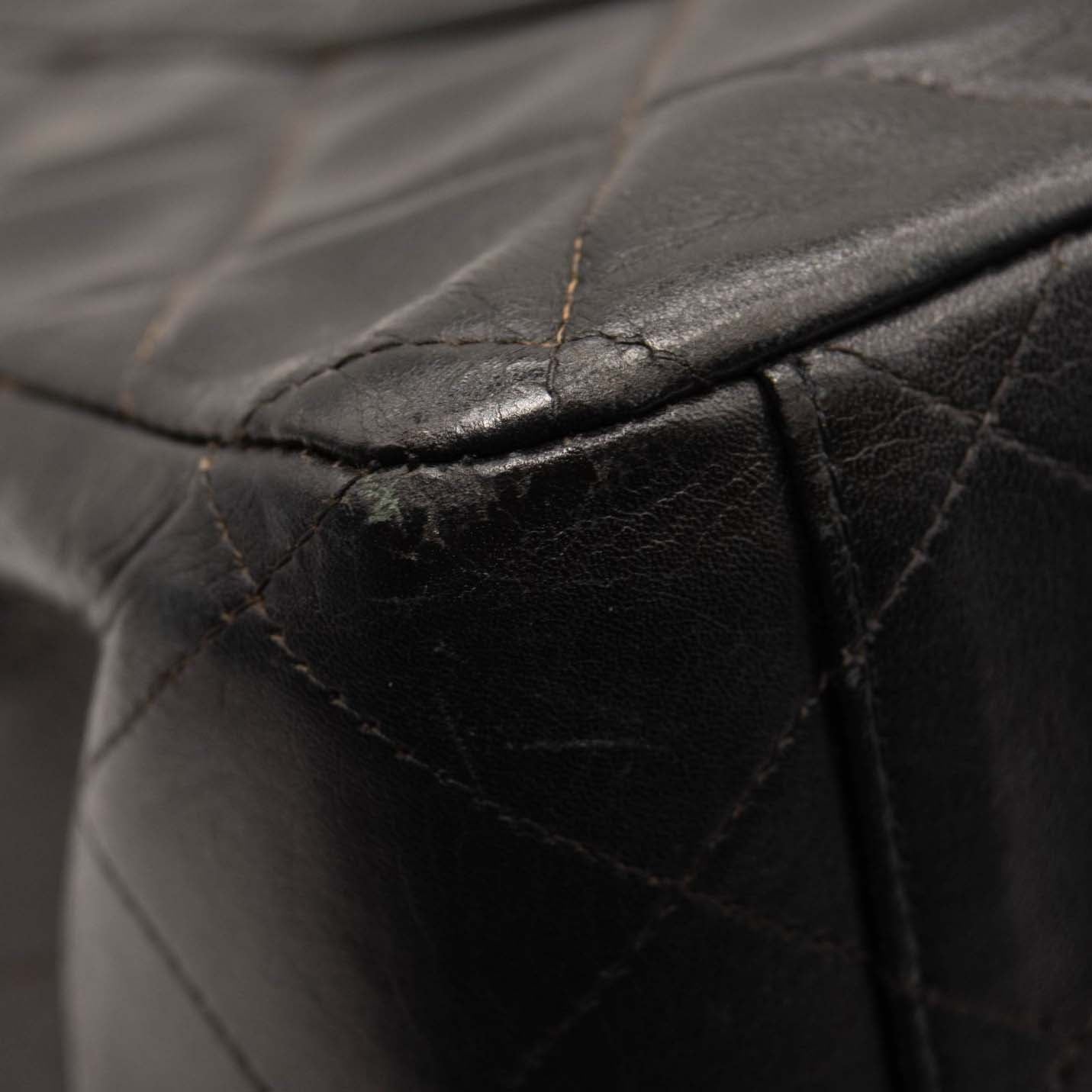 Chanel Lambskin Quilted XL Jumbo Single Flap Black Shoulder Bag