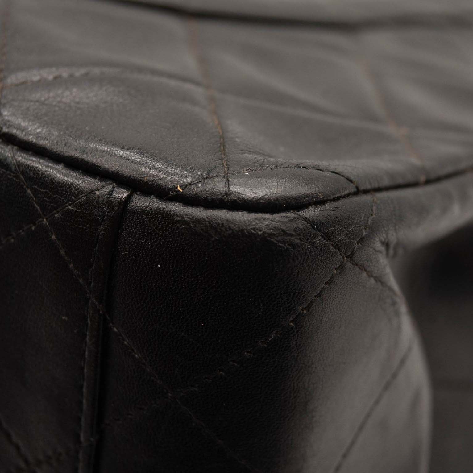 Chanel Lambskin Quilted XL Jumbo Single Flap Black Shoulder Bag