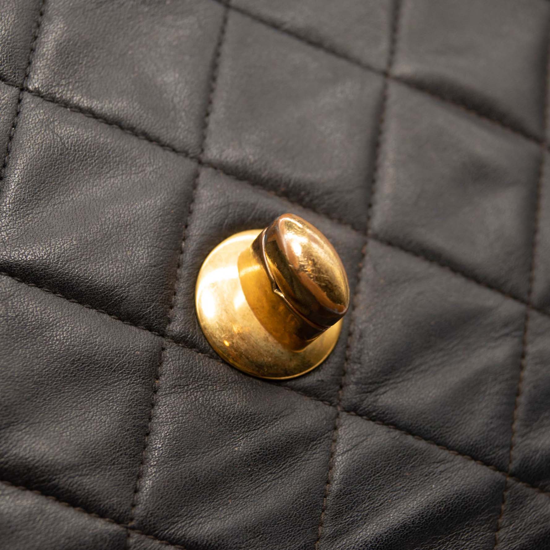 Chanel Lambskin Quilted XL Jumbo Single Flap Black Shoulder Bag