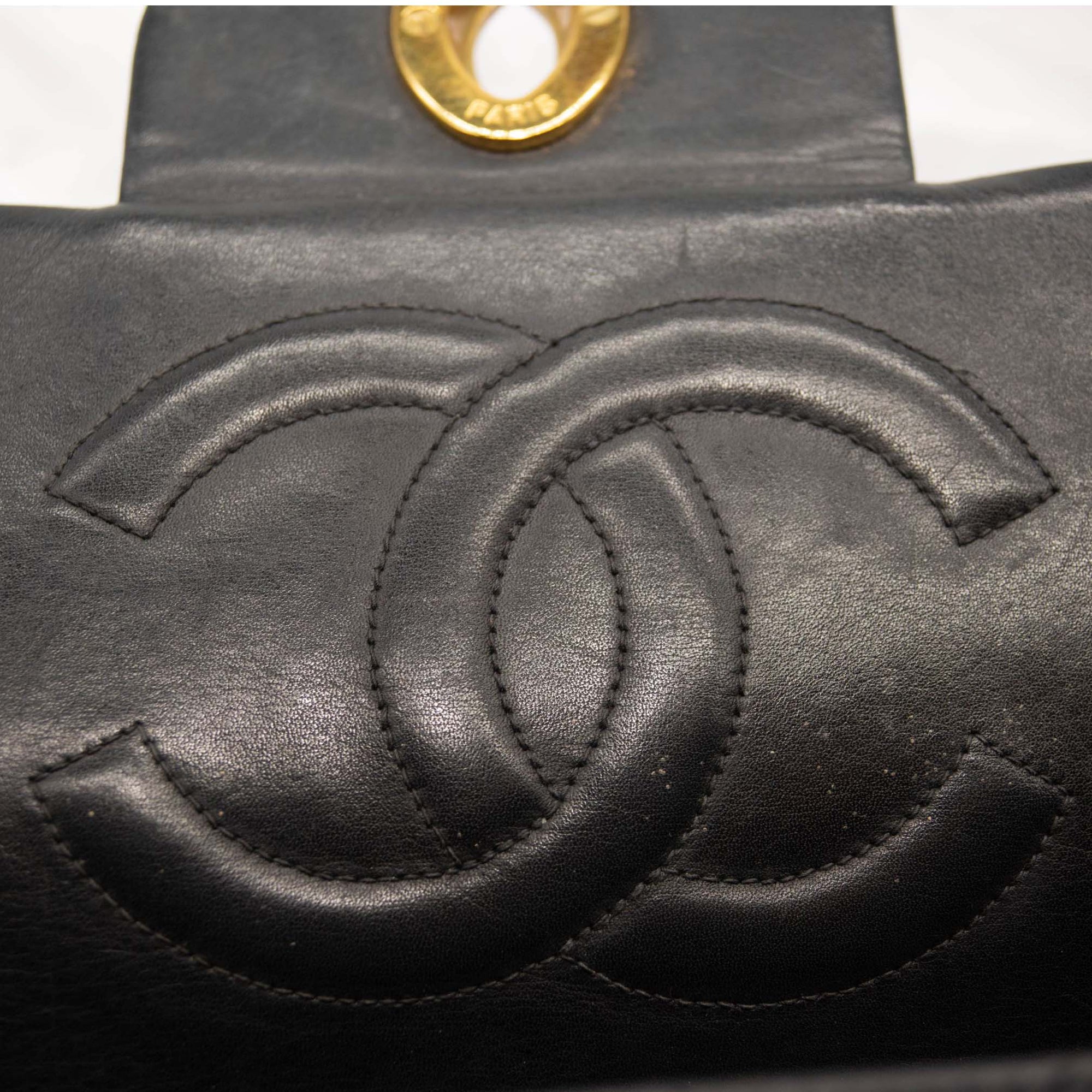 Chanel Lambskin Quilted XL Jumbo Single Flap Black Shoulder Bag