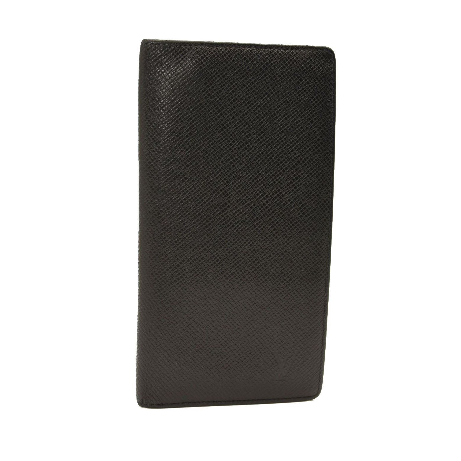 USED $720 LOUIS VUITTON Monogram Checkbook Wallet Black Taiga