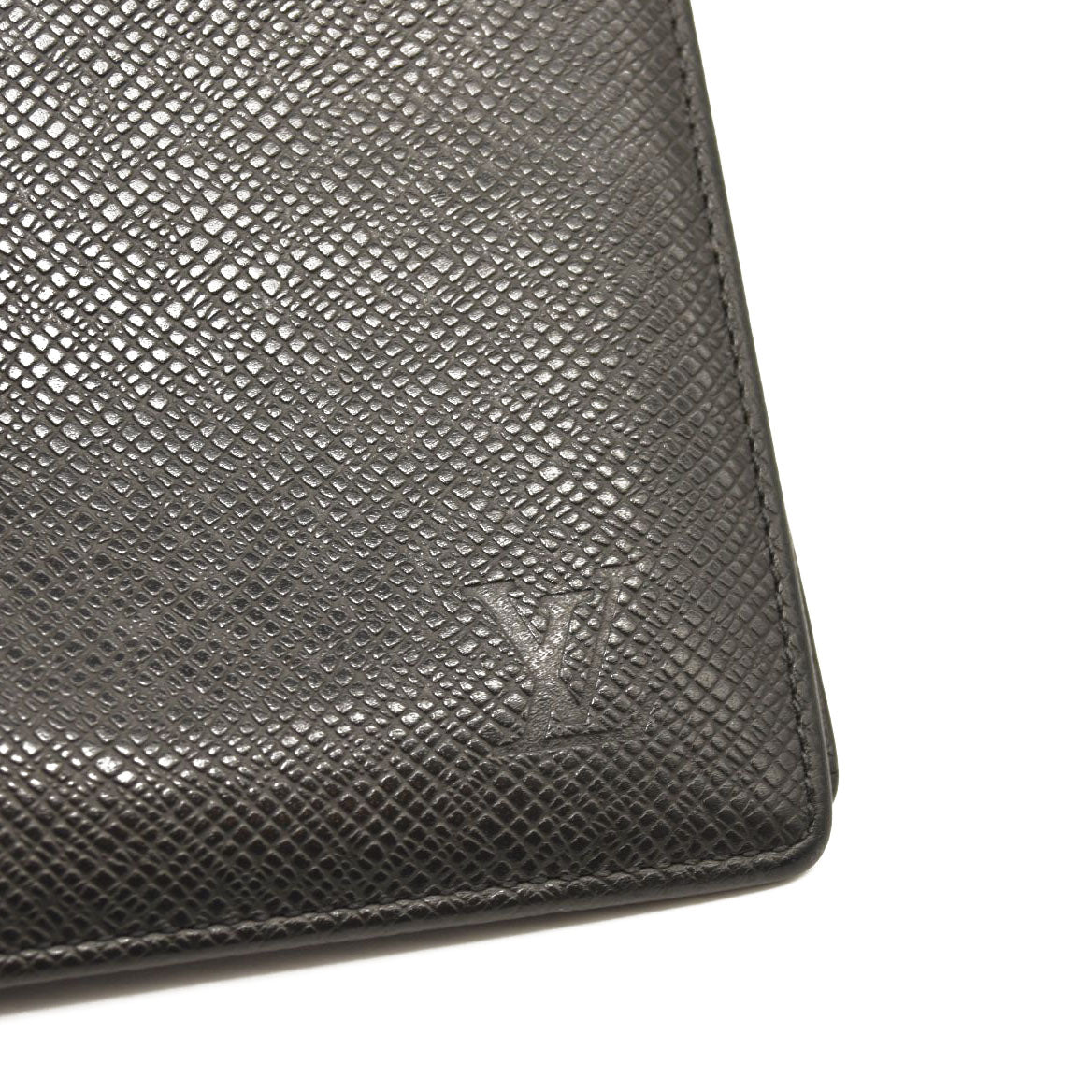 USED $720 LOUIS VUITTON Monogram Checkbook Wallet Black Taiga