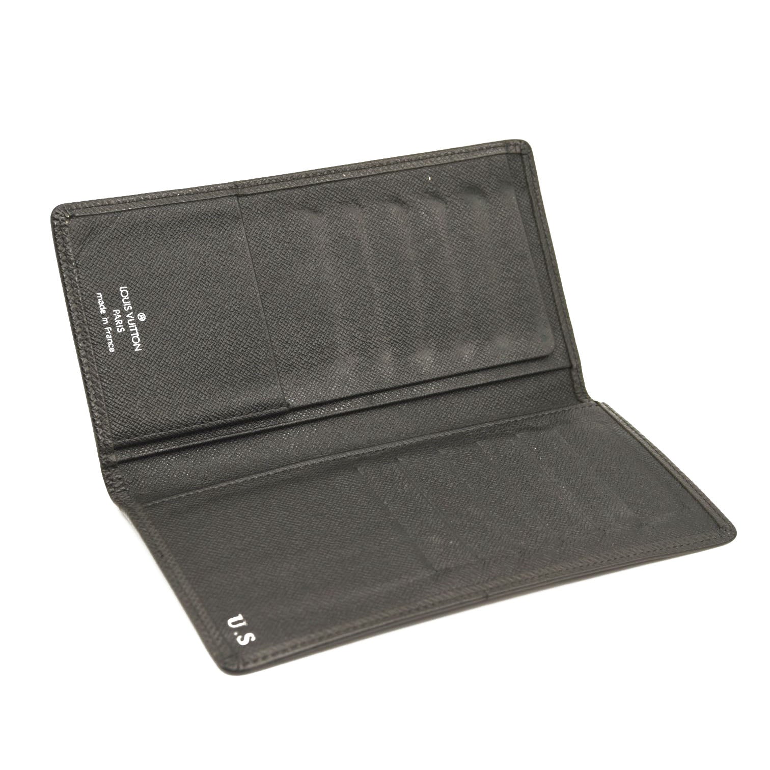 USED $720 LOUIS VUITTON Monogram Checkbook Wallet Black Taiga