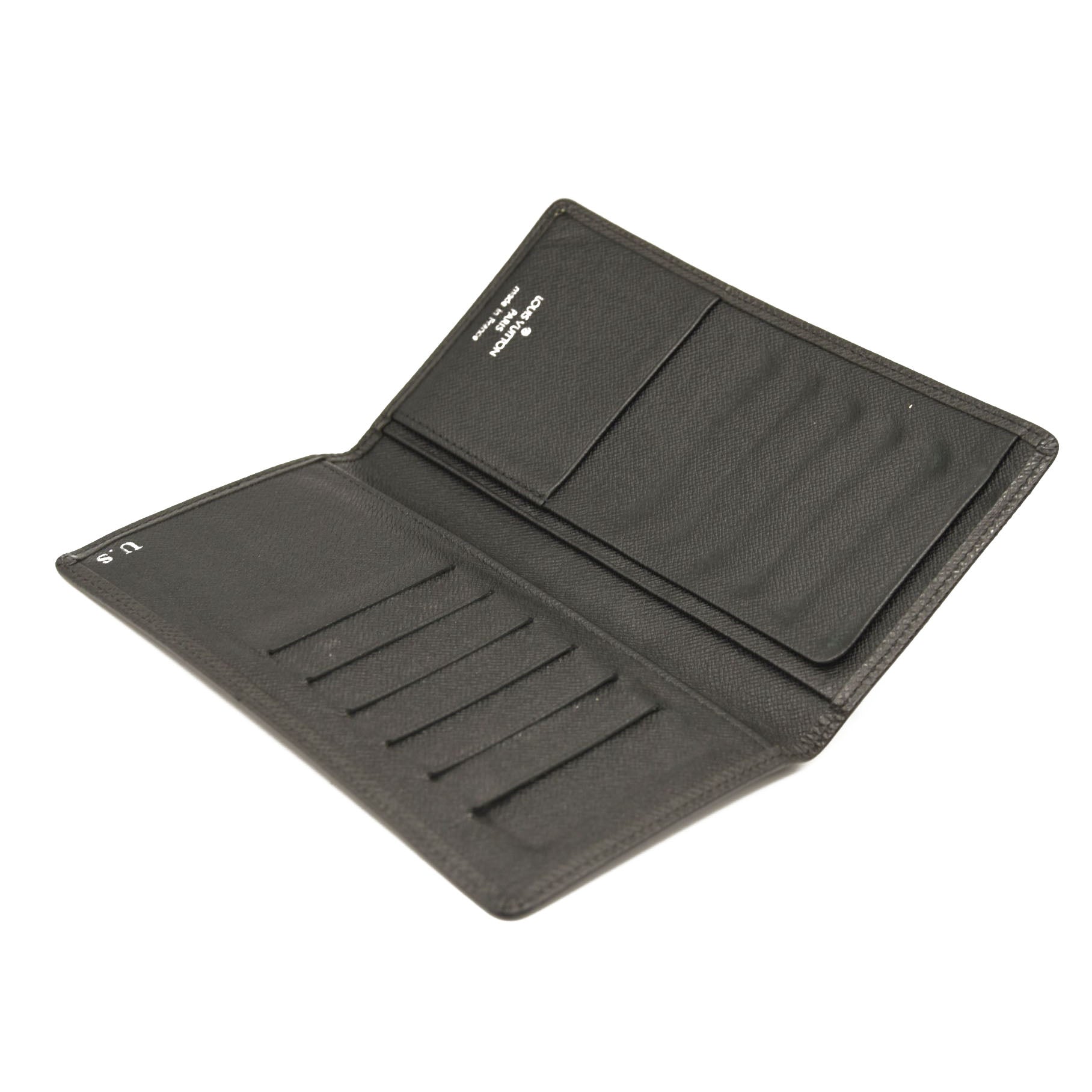 USED $720 LOUIS VUITTON Monogram Checkbook Wallet Black Taiga