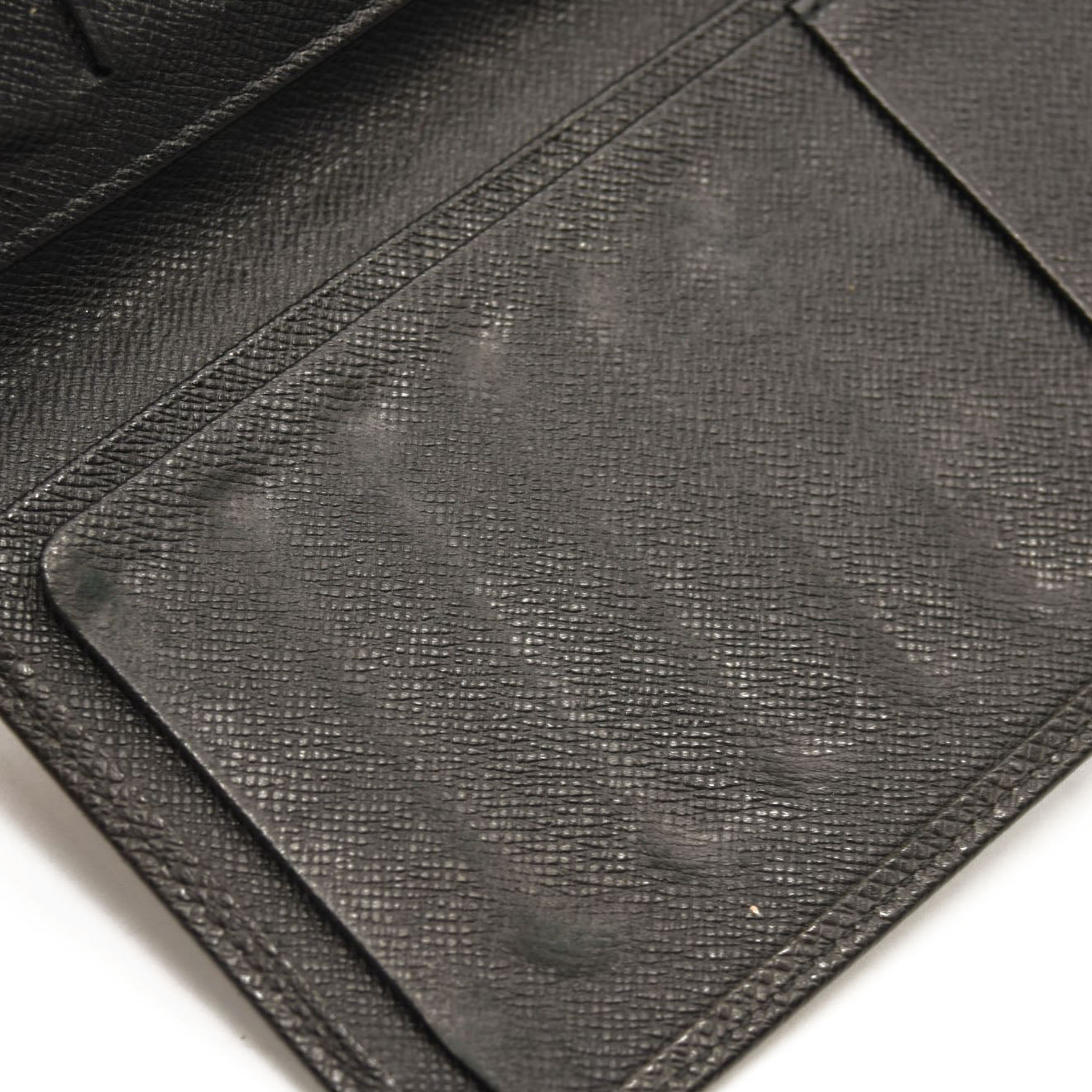 USED $720 LOUIS VUITTON Monogram Checkbook Wallet Black Taiga