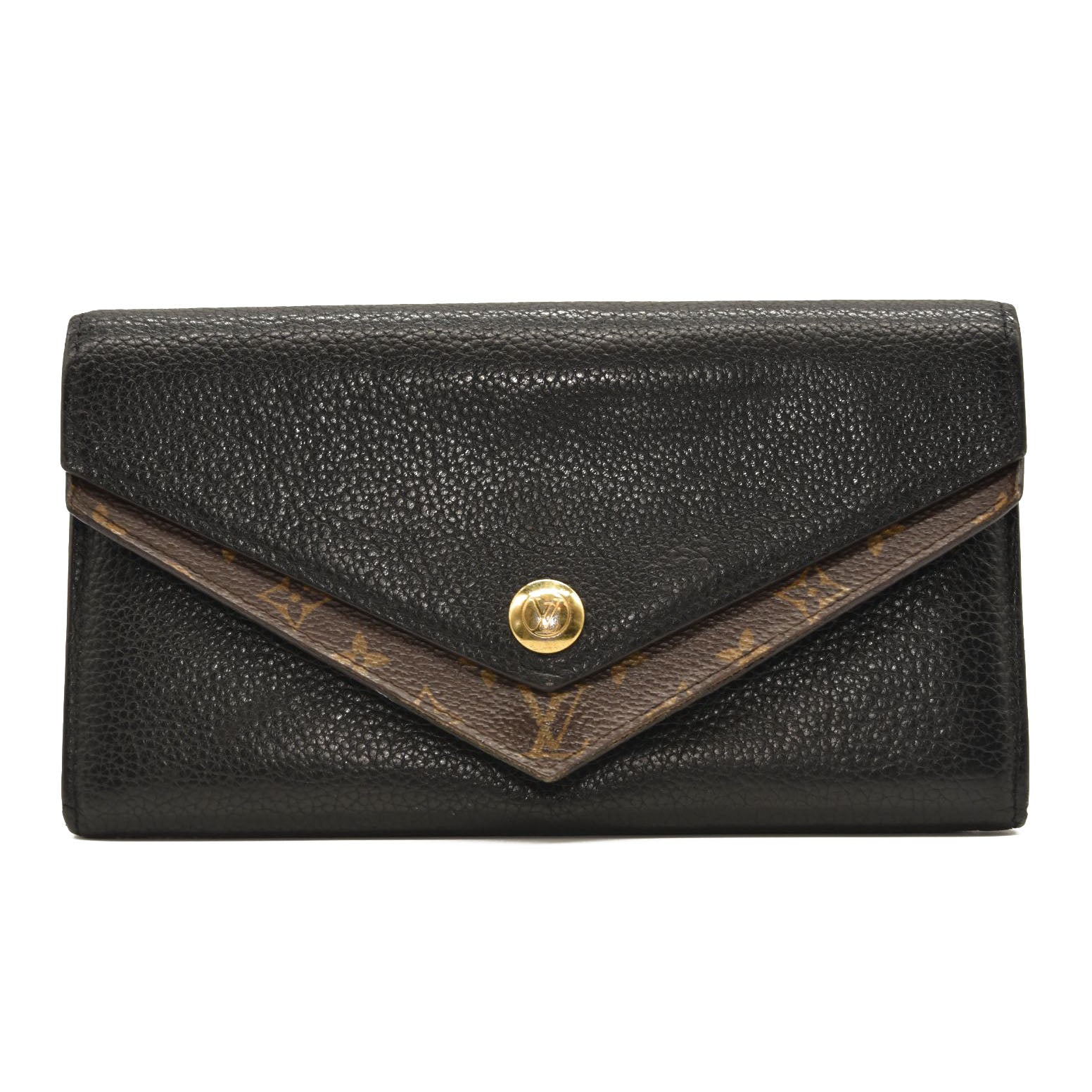 USED $905 LOUIS VUITTON Calfskin Double V Wallet Black