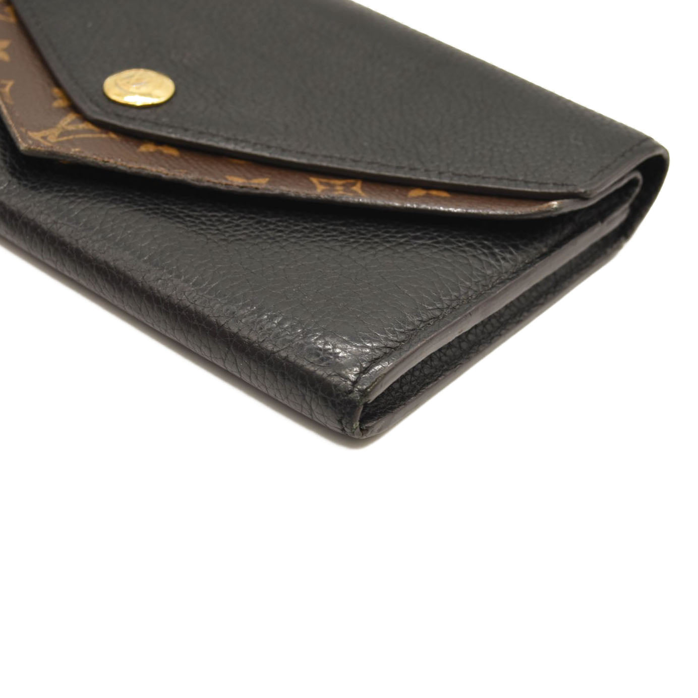 USED $905 LOUIS VUITTON Calfskin Double V Wallet Black