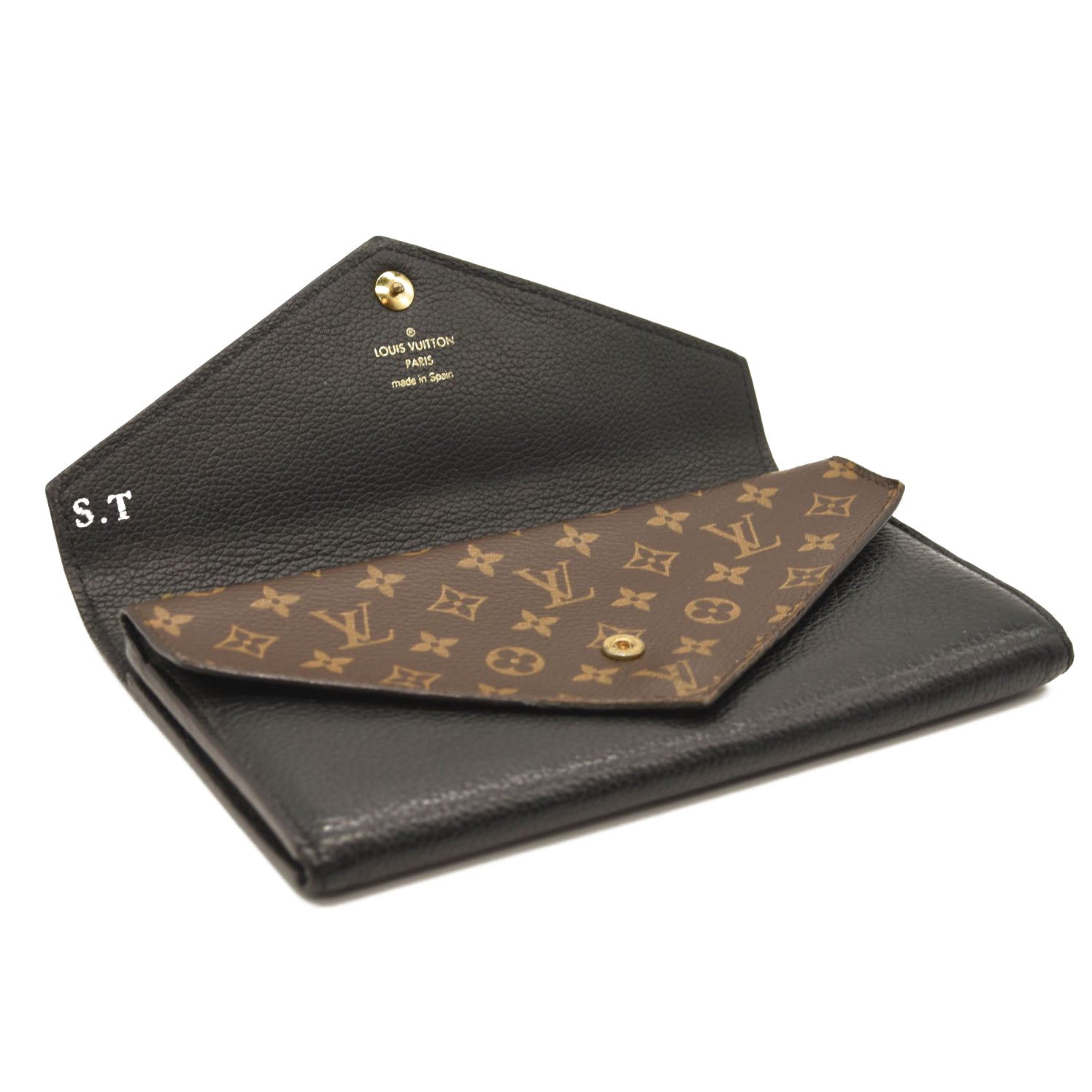 USED $905 LOUIS VUITTON Calfskin Double V Wallet Black