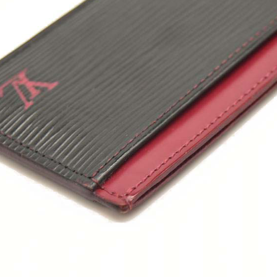 LOUIS VUITTON Epi Card Holder Navy Fuchsia