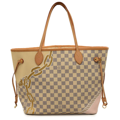 Louis Vuitton Damier Azur Neverfull MM with Nautical Print Handbag