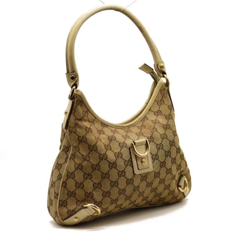 GUCCI Monogram Medium Abbey D Ring Hobo Off White