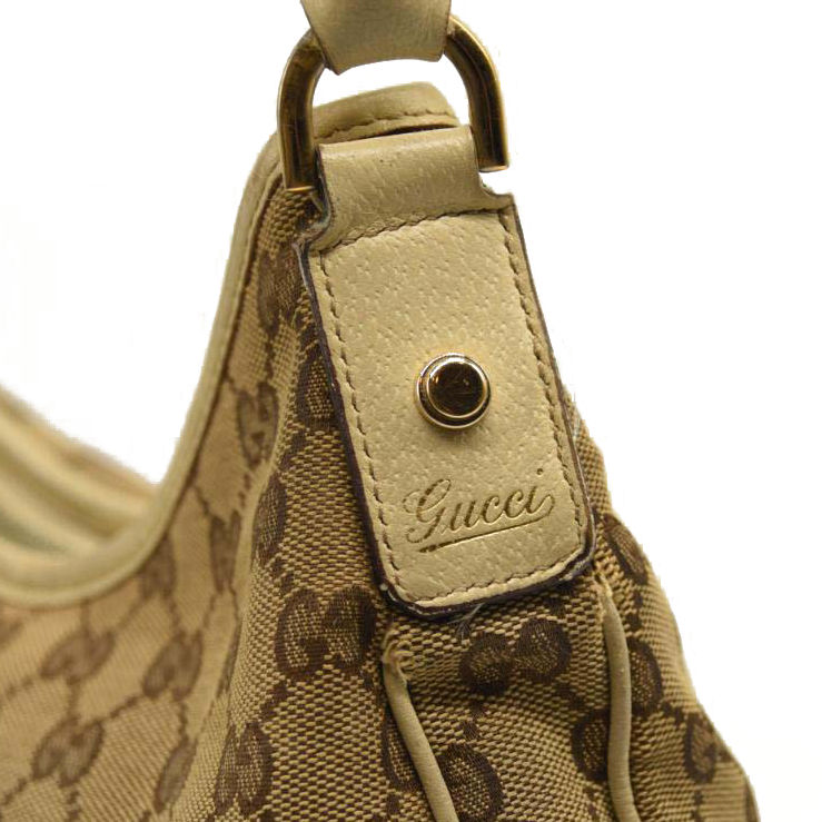 GUCCI Monogram Medium Abbey D Ring Hobo Off White