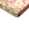 USED GUCCI GG Supreme Monogram Blooms Card Case Beige Multicolor Dry Rose