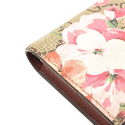 USED GUCCI GG Supreme Monogram Blooms Card Case Beige Multicolor Dry Rose