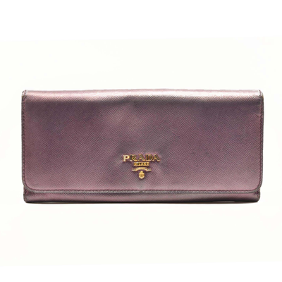 PRADA Saffiano Metal Continental Flap Wallet Metallic Purple