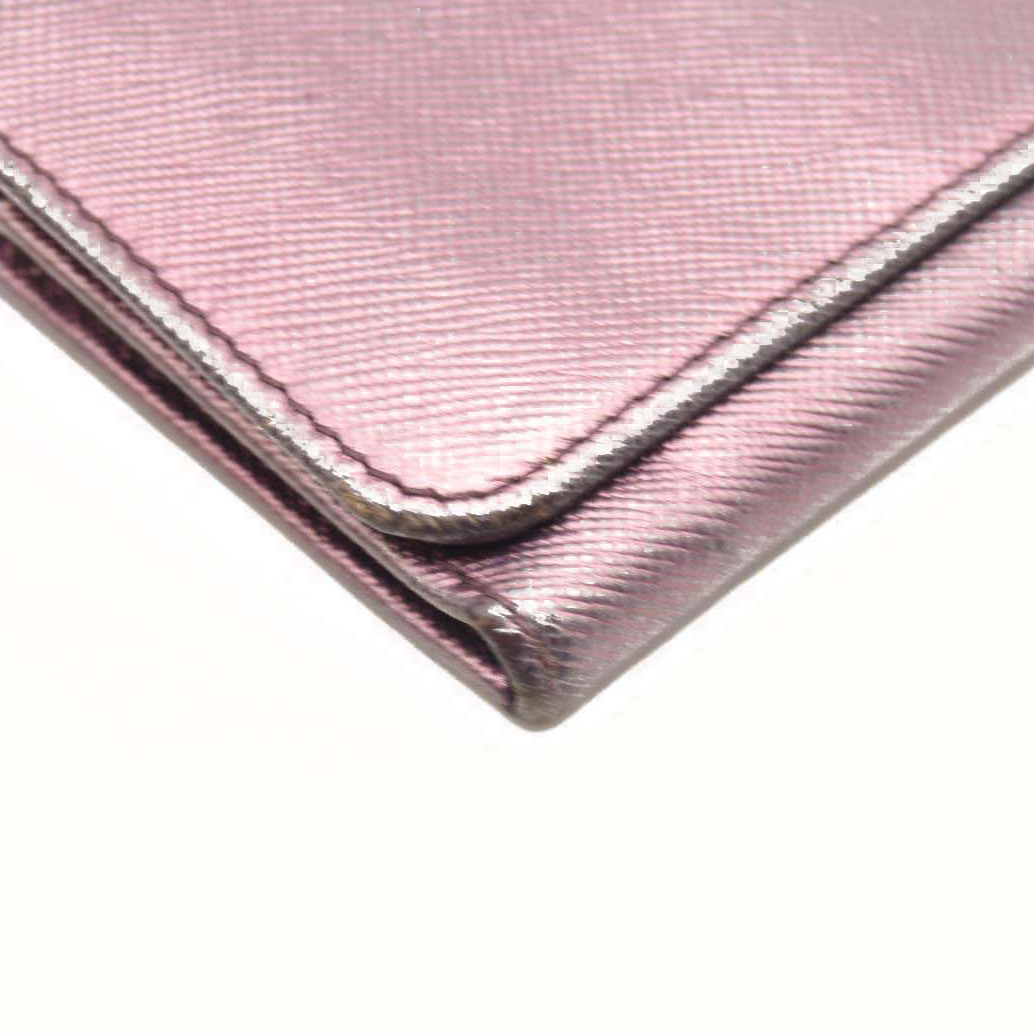 PRADA Saffiano Metal Continental Flap Wallet Metallic Purple