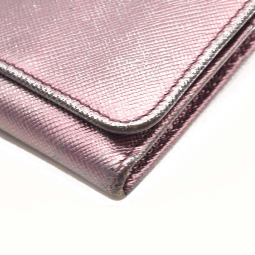 PRADA Saffiano Metal Continental Flap Wallet Metallic Purple