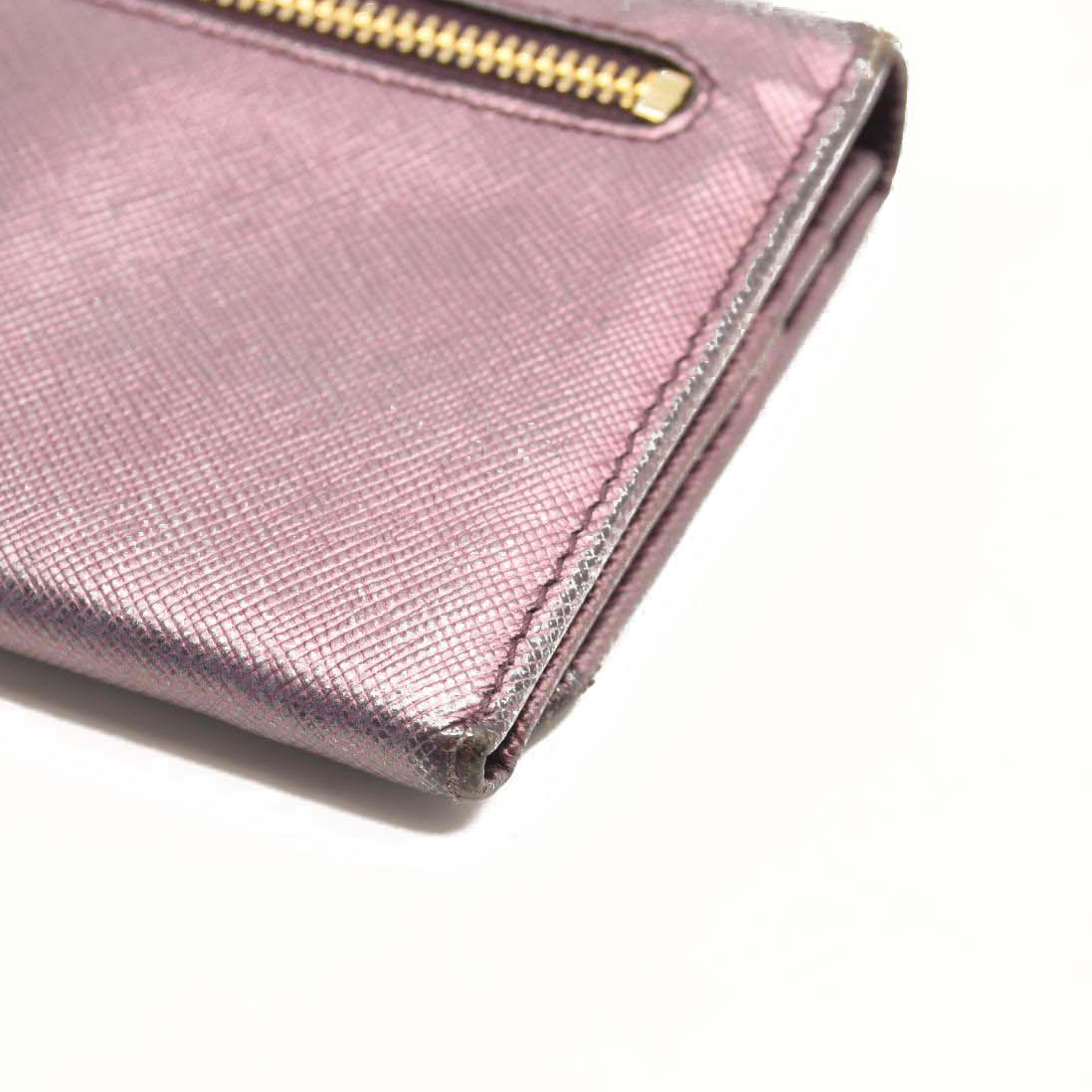 PRADA Saffiano Metal Continental Flap Wallet Metallic Purple