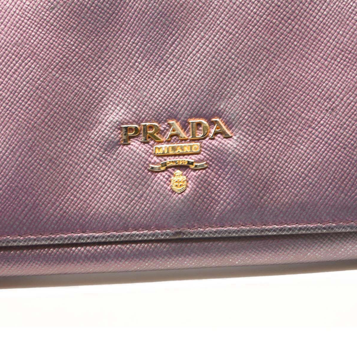 PRADA Saffiano Metal Continental Flap Wallet Metallic Purple