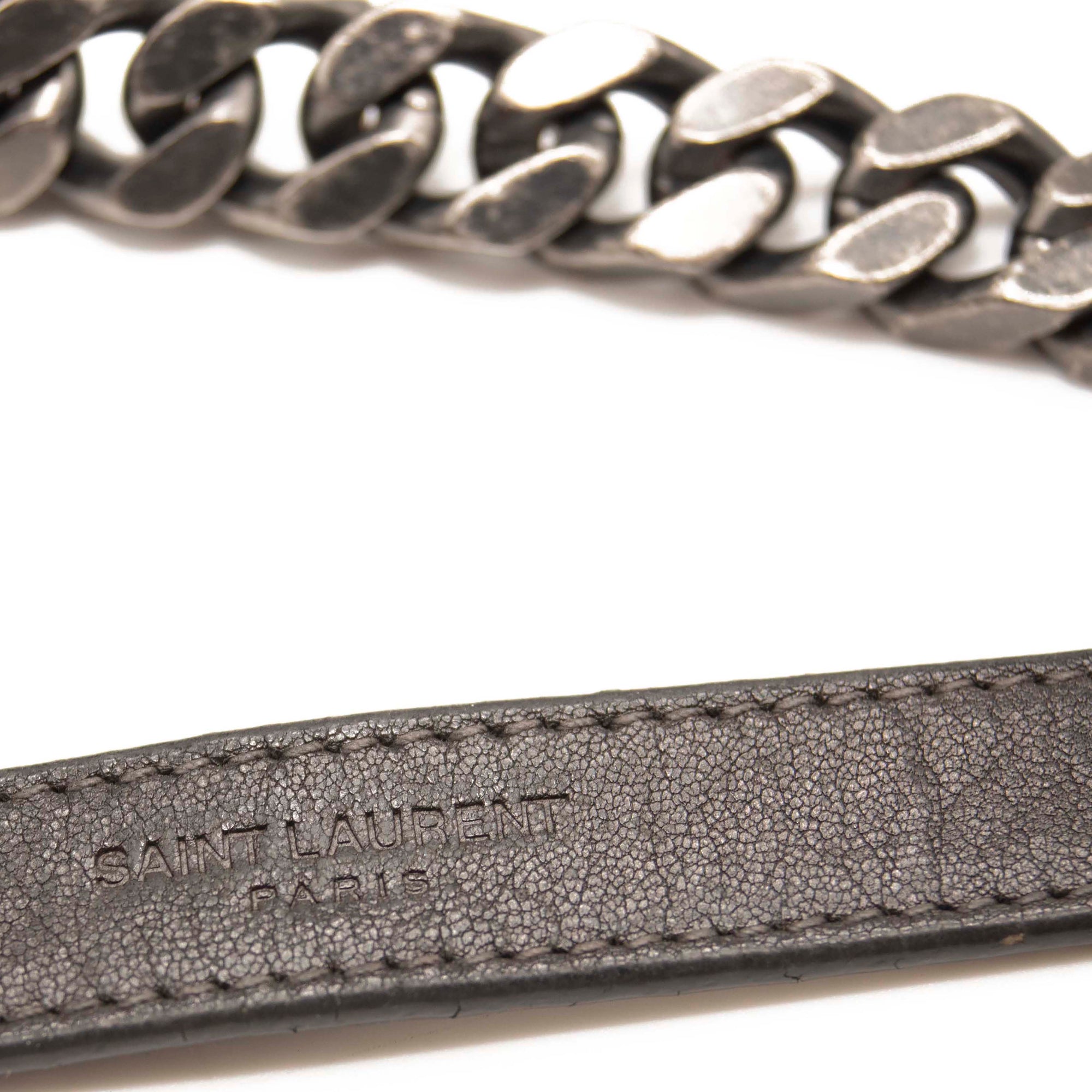 USED Saint Laurent Sheepskin Matelasse Chevron Monogram Medium College Bag Grey