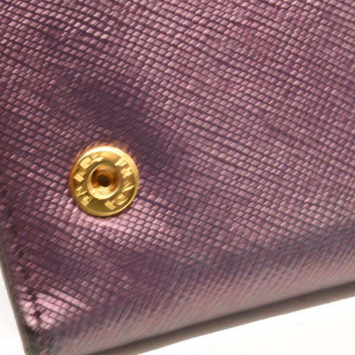 PRADA Saffiano Metal Continental Flap Wallet Metallic Purple