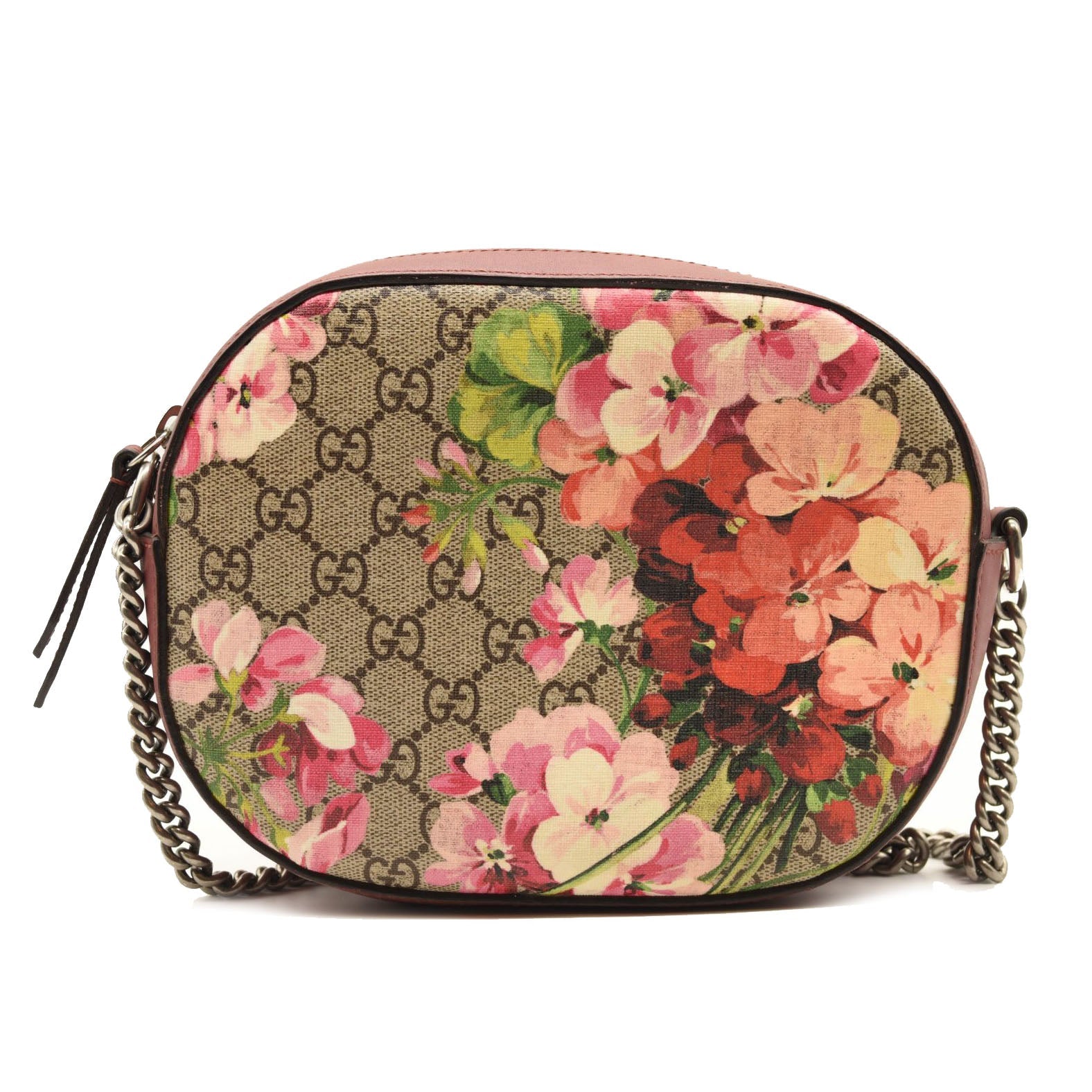 Gucci Pink/Beige GG Supreme Canvas and Leather Blooms Card Case